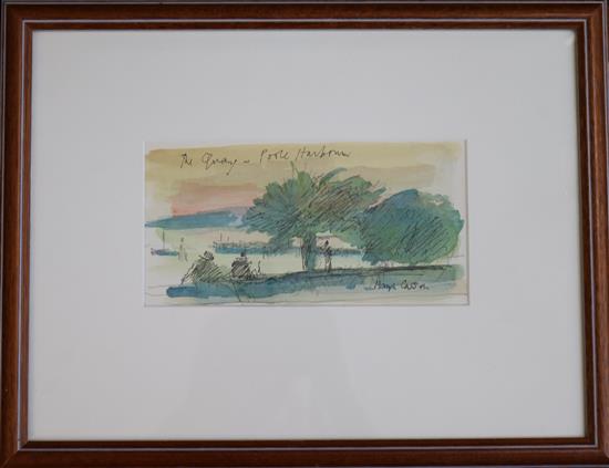 Sir Hugh Casson (1910-1999) The Quay, Poole Harbour 3.75 x 7.5in.